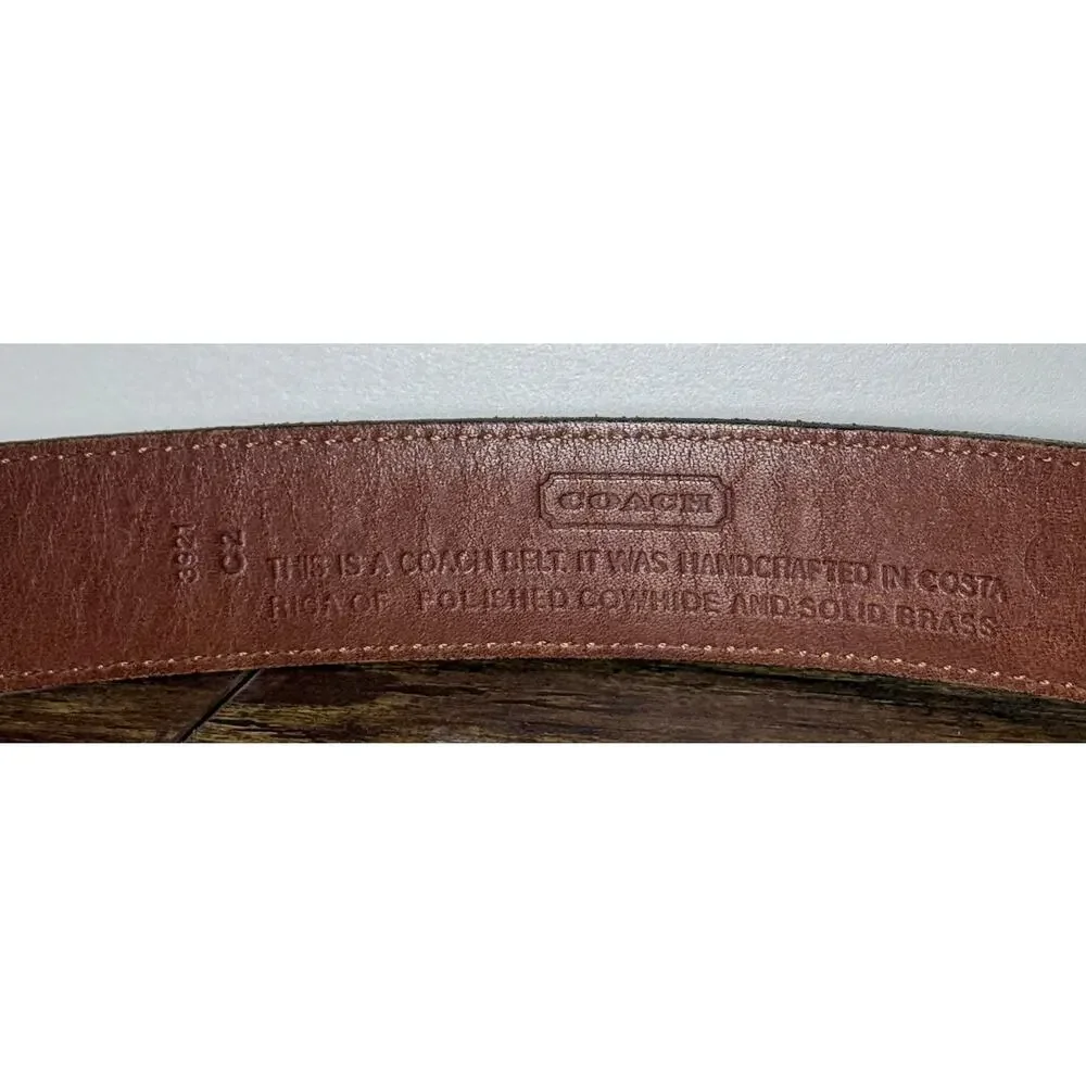 Coach Brown Leather Belt Solid Brass Buckle Costa Rica